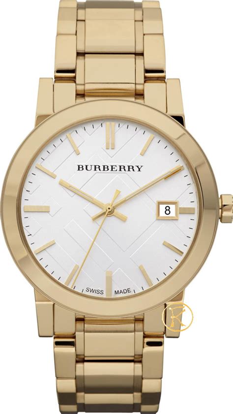 burberry goldtone ip stainless steel and check strap watch|Burberry Men's BU9003 Large Check Goldtone .